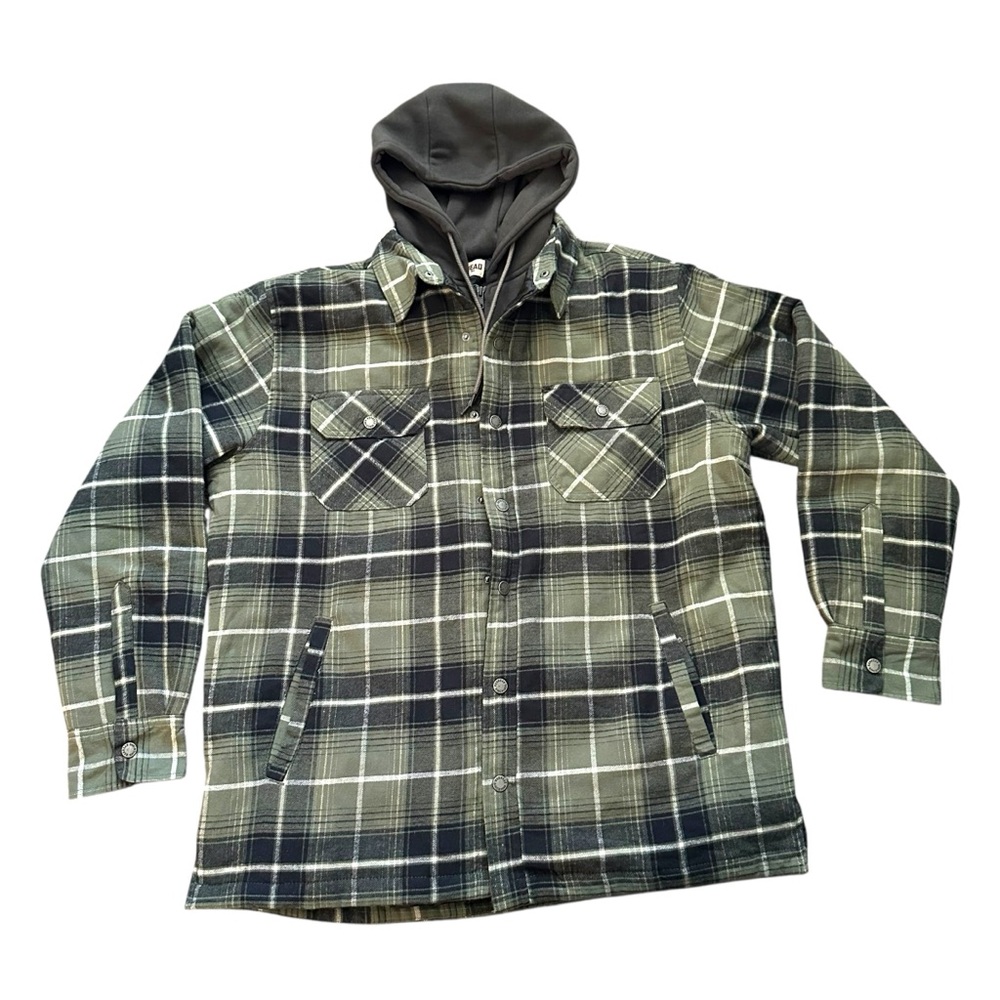 RedHead Green and Black Lightweight Shirt Jacket with Hood